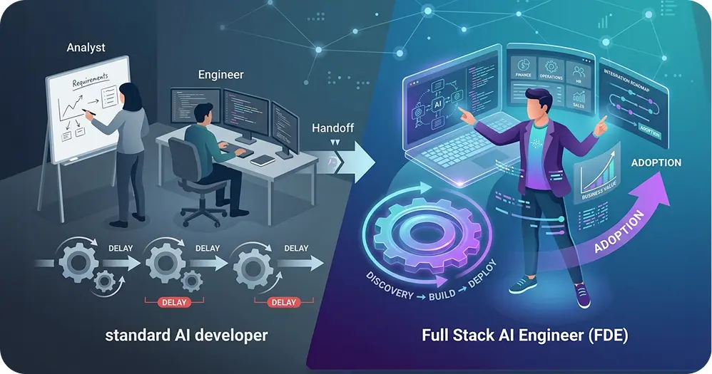 Comparison between standard AI developer and FDE