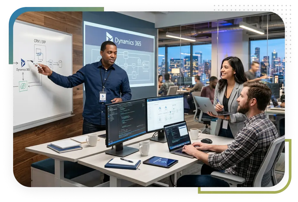 Our Dynamics 365 architects and developers, your logo on the work.