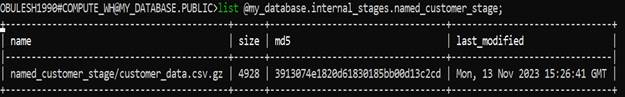 database internal stage 
