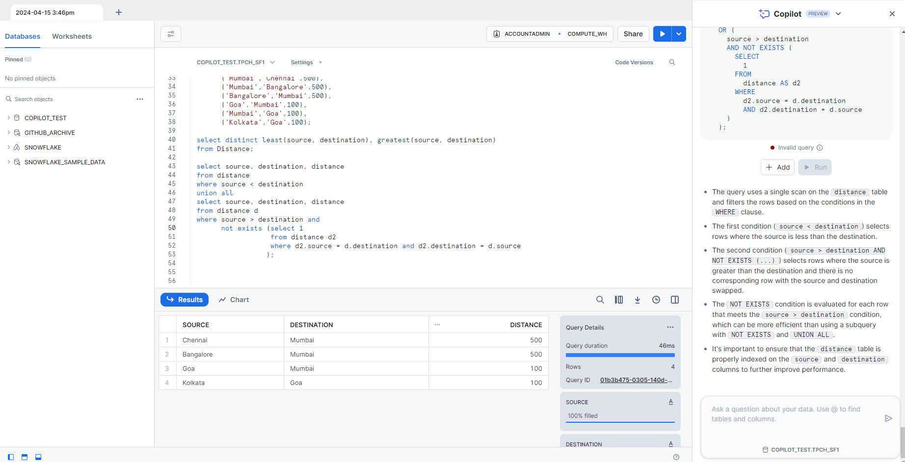 SQL suggestions